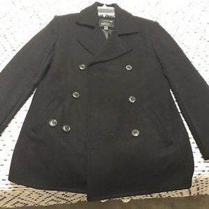 H&M Forever 21 Men’s Black Wool Peacoat Pea Coat O